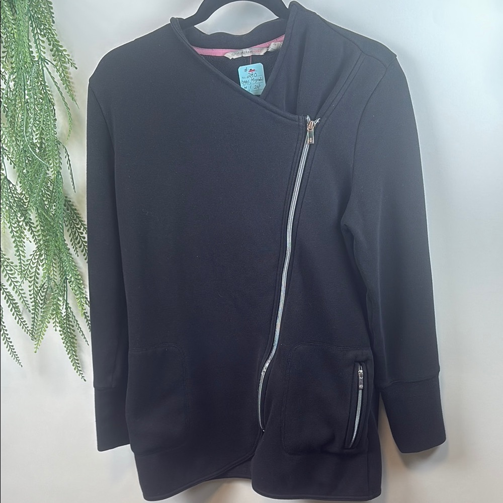 Isaac Mizrahi Black Asymmetrical Bomber Jacket